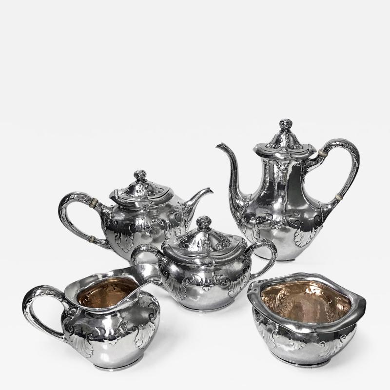  Gorham Manufacturing Co Gorham Sterling Art Nouveau Arts and Crafts hammered Tea and Coffee Set 1897