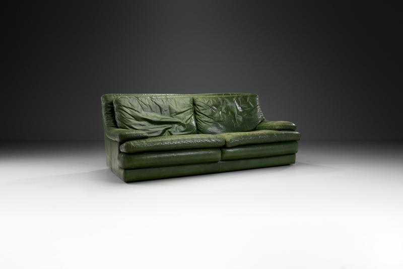 Roche Bobois Italian Leather Sofa by Roche Bobois, Italy 1960s