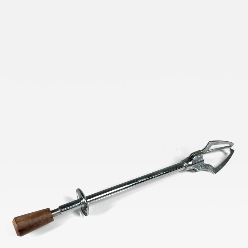 1970s Mechanical Ice Sugar Cube Tongs Stainless Steel and Teak Japan