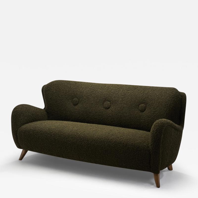 Danish Modern Three Seater Sofa with Tufted Buttons Denmark ca 1950s