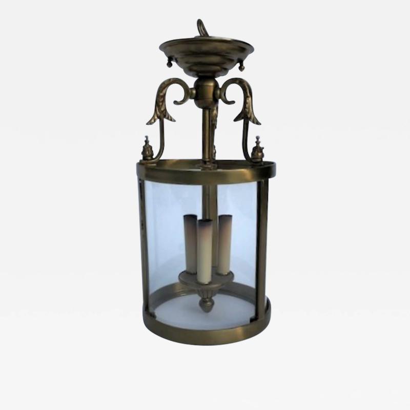Elegant Vintage Petite Brass Neoclassical Regency Style Circular Lantern