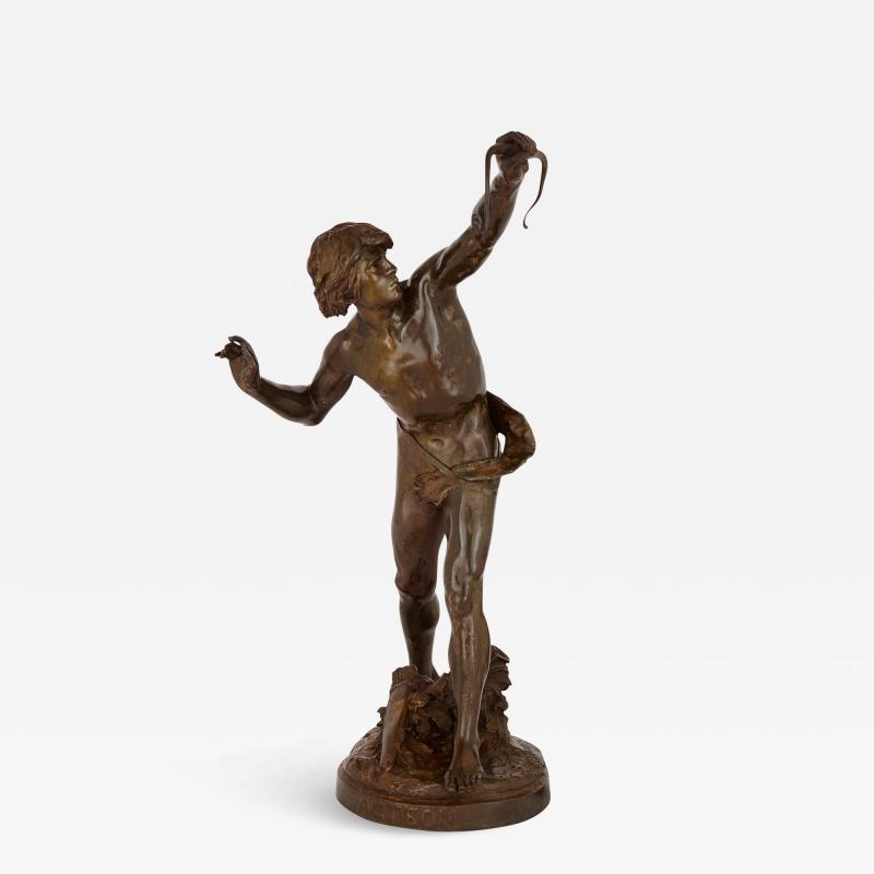 Emile Laporte Large patinated bronze figure of Actaeon by Emile Laporte