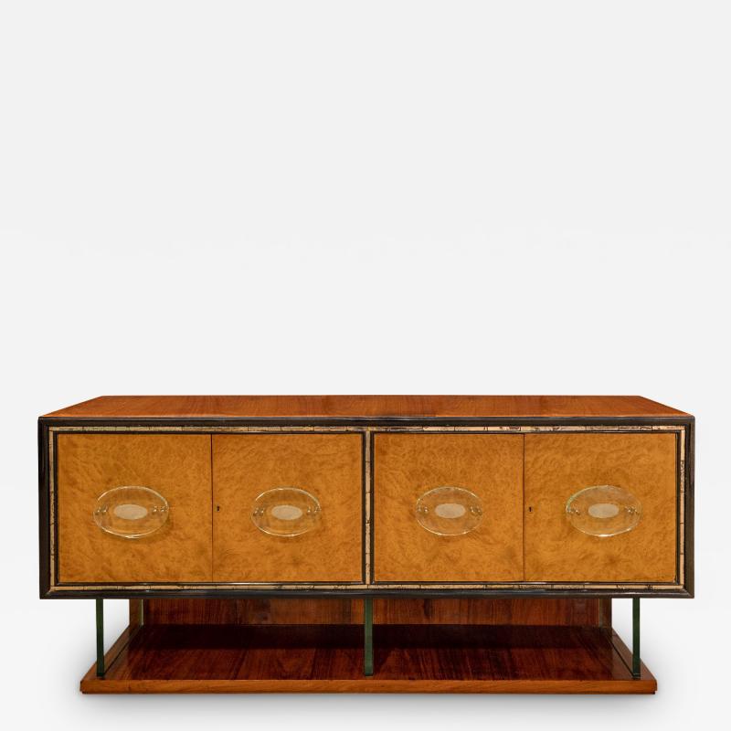 Fontana Arte Stunning Italian Credenza with Fontana Arte Glass Elements 1950s