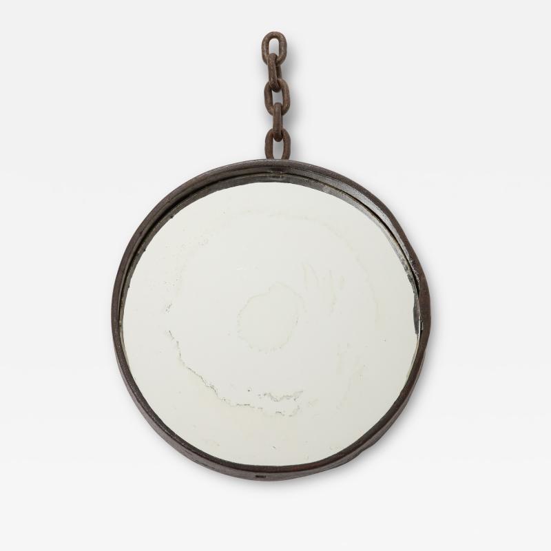French Iron Oval Mirror c 1950 60