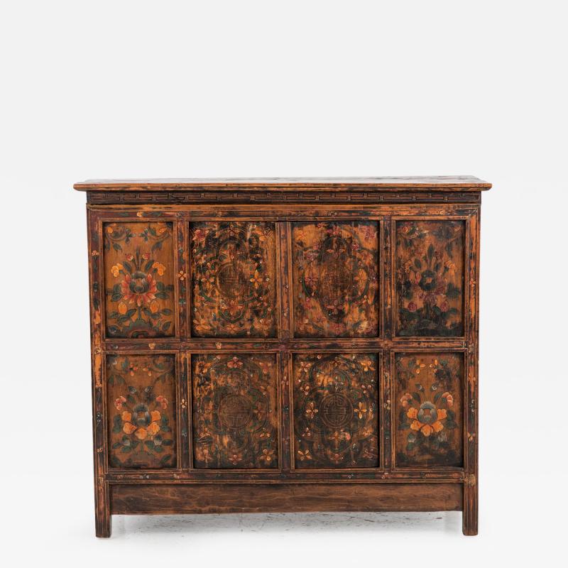 Hand Painted Tibetan Cabinet Early 20th Century
