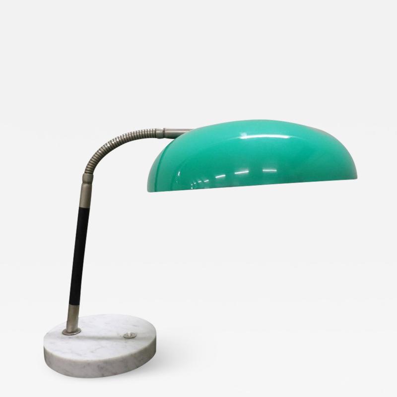 Italian Design Green Perspex Brass and Marble Table Lamp by Stilux 1960s