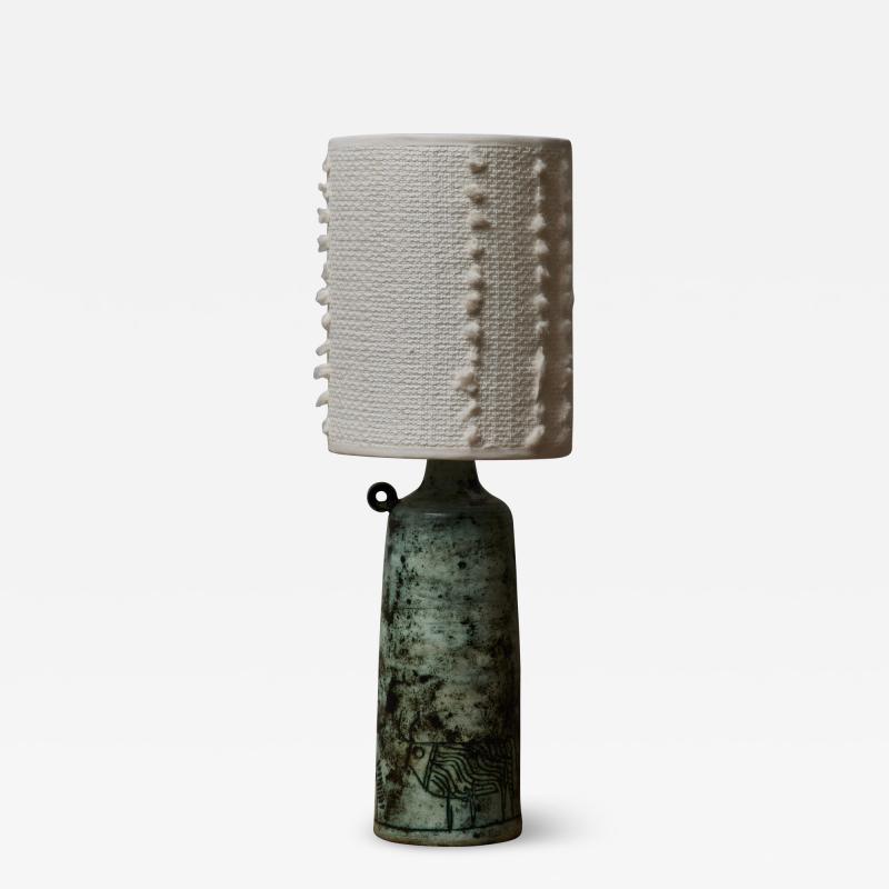 Jacques Blin Small Green Ceramic Table Lamp by Jacques Blin