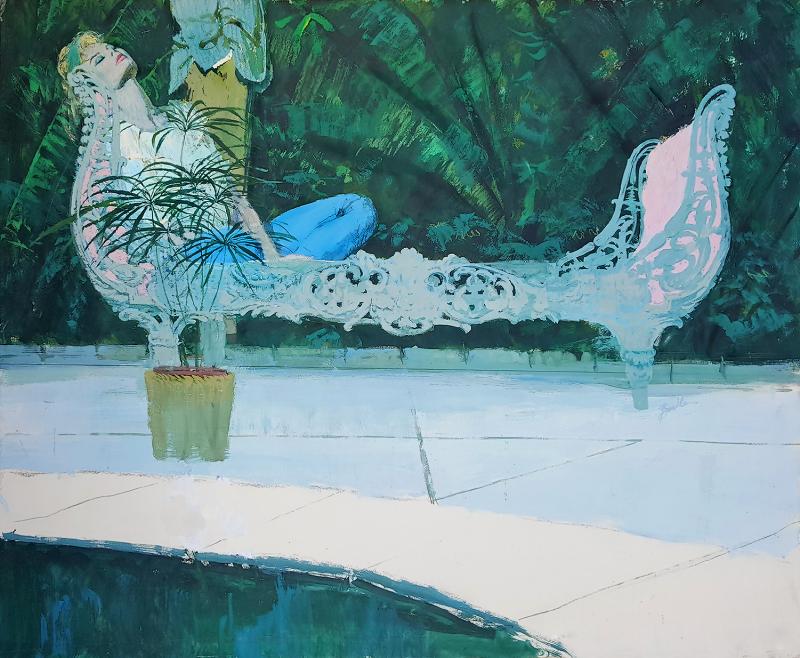 Joe Bowler Reclining Woman with Man in Background