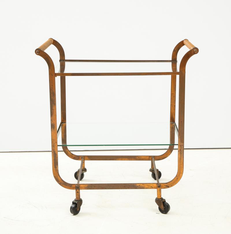 Minimalist Copper Bar Cart Original Patina 1950s France
