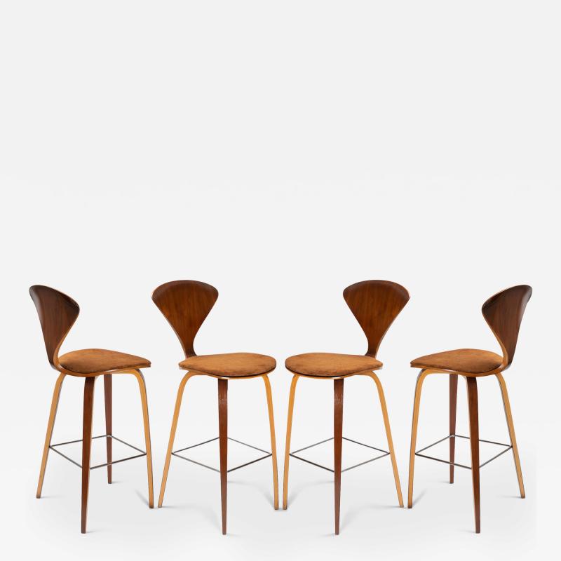 Norman Cherner Cherner Barstools With Italian Suede Seats by Norman Cherner Set of 4