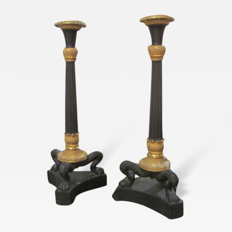 Pair of Bronze Regency Candlesticks