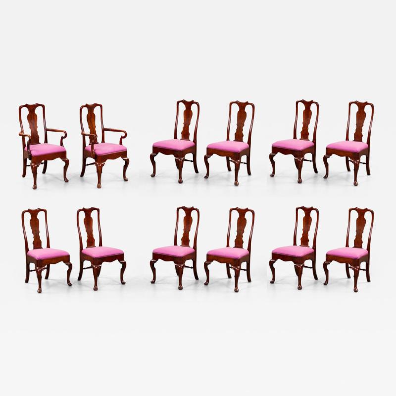 Set of 12 Flame Mahogany Dining Chairs