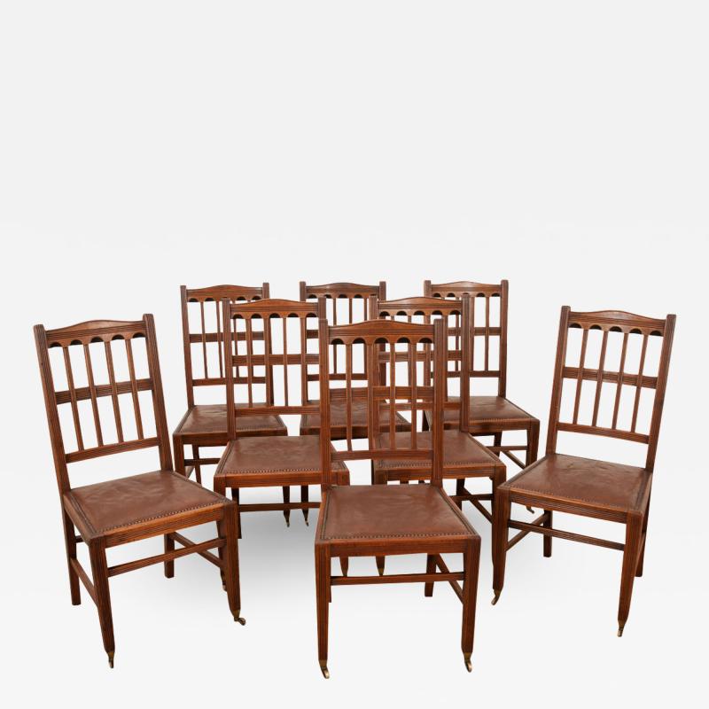 Set of 8 Arts Crafts Dining Chairs