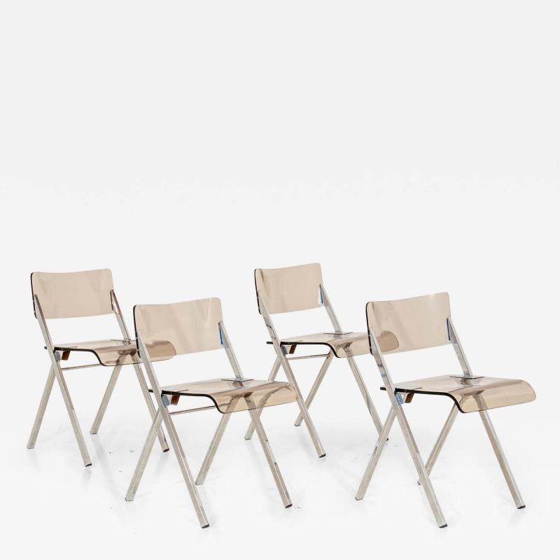 Set of Four Lucite Folding Chairs