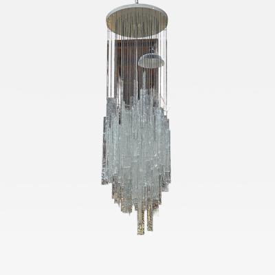  A V Mazzega Oversize Vintage Clear Murano Glass Elements Chandelier from 1970s By Mazzega