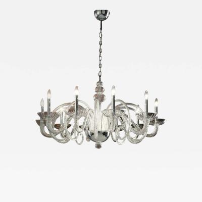  Barovier Toso Large Italian MId Century Modern Ten Arm Murano Venetian Glass Chandelier