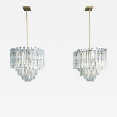  Camer Glass Large Scale Pair of Camer Crystal Chandeliers