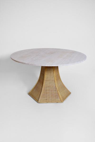  Caprarola 120cm rattan and travertine round table Barracuda Edition 