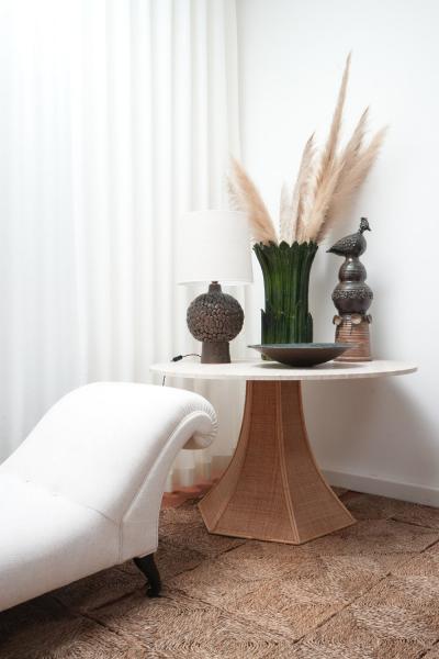  Caprarola 120cm rattan and travertine round table Barracuda Edition 
