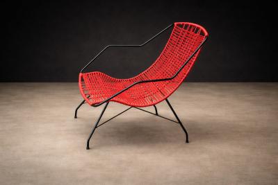  Forma Brazil Brazilian Modern Red Synthetic Rope and Iron Armchair Forma 1950s Lot 181