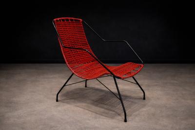  Forma Brazil Brazilian Modern Red Synthetic Rope and Iron Armchair Forma 1950s Lot 181
