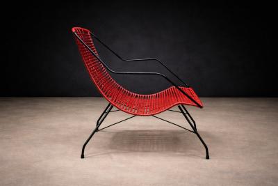  Forma Brazil Brazilian Modern Red Synthetic Rope and Iron Armchair Forma 1950s Lot 181