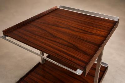  Forma Brazil Forma Rosewood Metal Bar Cart with Removable Trays Brazil 1960s