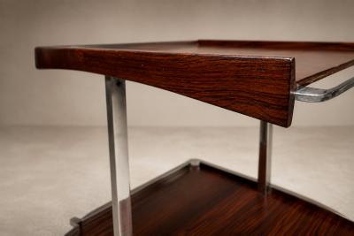  Forma Brazil Forma Rosewood Metal Bar Cart with Removable Trays Brazil 1960s