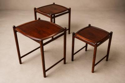  Jorge Jabour Brazilian Modern Nesting Tray Tables in Rosewood by Jorge Jabour 1960s