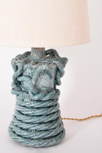  Kasa Gorgone turquoise ceramic lamp 32cm Barracuda Edition 