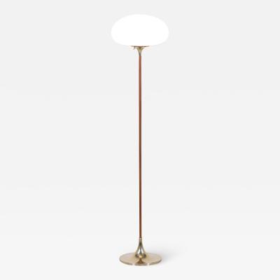  Laurel Light Co Mid Century Modern Mushroom Brass Teak Stem Floor Lamp by Laurel