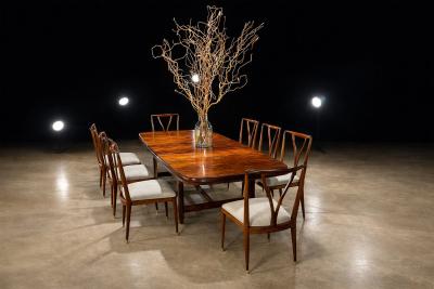  Loher Midcentury Modern Extendable Dining Table in Rosewood Loher 1960s Lot 730A