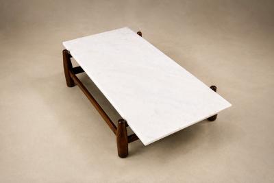  M veis Cimo Architectural Brazilian Modern Coffee Table in Rosewood and Marble Cimo 1950s