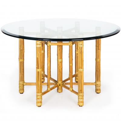  McGuire Furniture John and Elinor McGuire Leather Bound Cerused Rattan Dining Chairs and Table McGuire