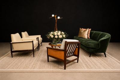  Moveis Fatima Brazilian Modern Armchair in Rosewood Leather Linen Fatima 1960s Lot 503