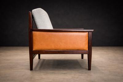 Moveis Fatima Brazilian Modern Armchair in Rosewood Leather Linen Fatima 1960s Lot 503