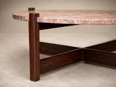 Moveis Fatima Brazilian Modern Coffee Table in Rosewood Pink Granite F tima 1960s