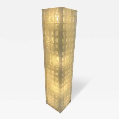  Poliarte Mid Century Modern Glass Cube Tower Floor Lamp by Poliarte Italy 1970s
