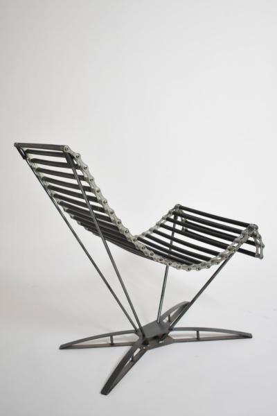  Rocking Chaine lounge chair and footrest by J M Mouligne 1990s 