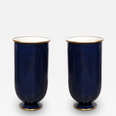  S vres Porcelain Manufacture Nationale de S vres Pair of Monumental Blue Vases