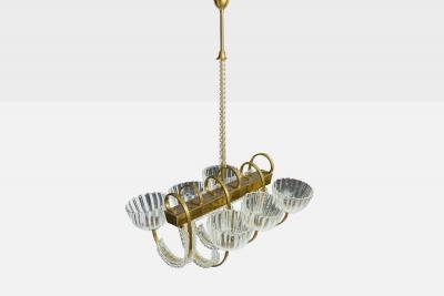  Seguso Seguso Vetri d Arte Seguso Attribution Chandelier with Brass and Glass Italy 1940s