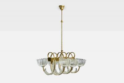  Seguso Seguso Vetri d Arte Seguso Attribution Chandelier with Brass and Glass Italy 1940s
