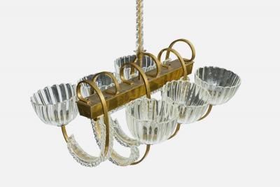  Seguso Seguso Vetri d Arte Seguso Attribution Chandelier with Brass and Glass Italy 1940s