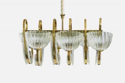  Seguso Seguso Vetri d Arte Seguso Attribution Chandelier with Brass and Glass Italy 1940s