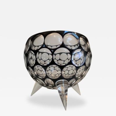  SimoEng 2020s Italian Black Crystal Handmade Cut Vase