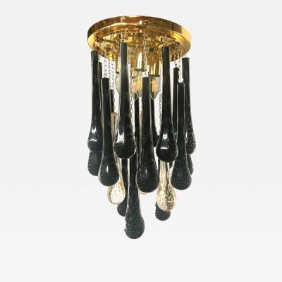  SimoEng Murano flush mount in black and transparent nig drops