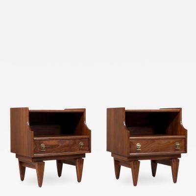  Stanley Furniture Mid Century Modern Sculpted Night Stands by Stanley Furniture