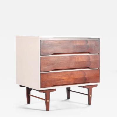  Stanley Furniture Mid Century Modern Two Tone Dresser By Stanley in White and Walnut