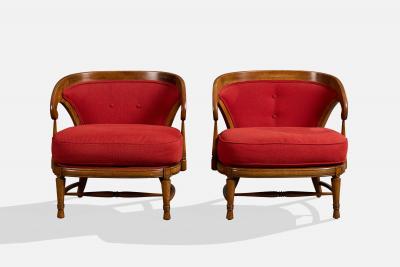  Tomlinson Tomlinson Lounge Chairs with Walnut Fabric USA 1960