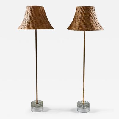  Tran s Stilarmatur AB Pair of Swedish Floor Lamps in Brass and Glass by Stilarmatur Tran s